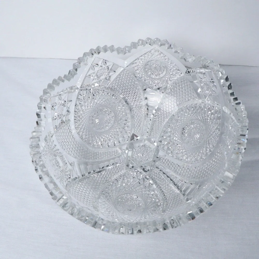 Antique American Brilliant Period Cut Glass Bowl 9